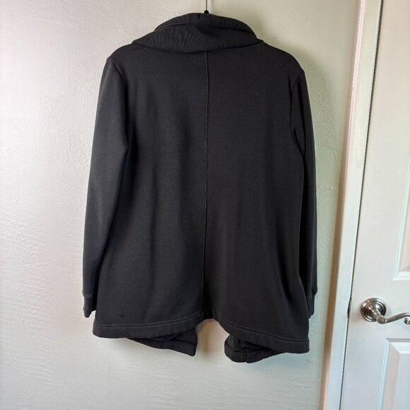 Zella Fleece-Lined Cowl Neck Snap Sweatshirt Jacket Black Soft Cozy Layer Size M - Picture 7 of 9